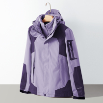 Outdoor jacket womens autumn and winter Tide brand three-in-one two-piece set detachable velvet thickened windproof jacket men