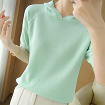 Wear a cap knitted short sleeve summer dress 2022 new gas loose bottom T shirt thin cotton outer wear a cap