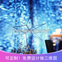 Original creative window props installation Shopping mall atrium sky charm Transparent acrylic silver edge stars custom-made