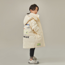 Pear small leisure children 90 velvet down jacket winter New Foreign style boys and girls warm hooded long down jacket tide tide
