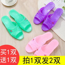 Summer bathrooms plastic crystal slippers women buy one out of the flat and wear flat bottom non-slip silent without smelly feet in the house