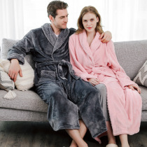 Autumn and winter flannel lovers sleeping robes with enlarged codes thickened pyjamas spring and autumn coral suede mens bathrobes