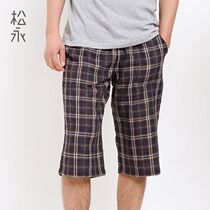 Matsuyong mens pajama pants cotton summer thin shorts summer loose home size Middle pants five-point pants