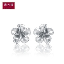 Chow Tai Fook Jewelry Blooming Flowers 925 Silver Ear Studs AB36535