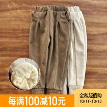Girls plus velvet pants autumn and winter wear new childrens casual pants female childrens winter foreign baby pants baby cotton pants