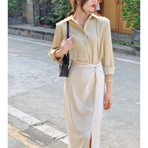  Chuying ladys long skirt Korean girlfriend Si Tong recommended the incarnation of gentle female temperament suit skirt Western style is thin