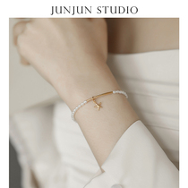 JUNJUN Natural Small Rice Grain Freshwater Pearl Bracelet Small Seastar Brief American 14k Bag Gold Note Female