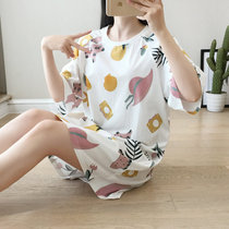  Home companion night dress summer thin cotton Korean knitted cotton womens casual raglan sleeve home skirt loose skirt