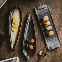Japanese leaf sushi plate ceramic creative rectangular dish snack snack snack plate personality retro tableware plate