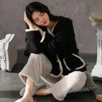 Home home ~ chao simple style closed eyes start ~ ladies pajamas fall winter women coral fleece warm two-piece set
