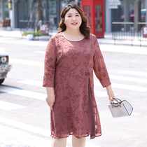 Mother wear chiffon dress 2022 early autumn new middle-aged Western-style large size belly-covering bottoming shirt 200 catties
