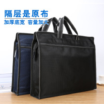  Briefcase mens and womens portable canvas dot zipper bag A4 information bag large capacity conference side widened information bag