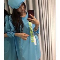 sunny rear preehoii new sunscreen letter round collar short sleeve T-shirt woman sunscreen for anti-ultraviolet and breathable summer