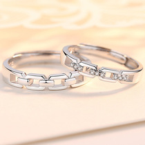 Couple ring female male sterling silver fashion personality Japanese style light luxury long distance love ring Couple models a pair of net red