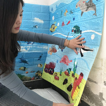 Self-adhesive childrens room wallpaper boy cartoon animation theme soft bag foam waterproof wall sticker three-dimensional 3D concave and convex wallpaper