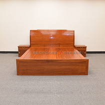 Burmese rosewood water ripple big bed 18 meters big fruit red sandalwood box double bed Burmese flower tiger skin pattern big bed