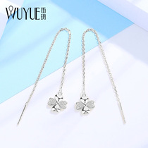 925 sterling silver ear line female Four Leaf Clover temperament earrings long earrings 2021 New Tide advanced feel ear trim tassels