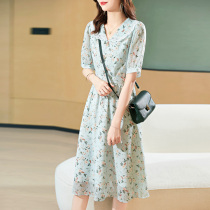 Baby collar floral dress 2021 new summer long temperament Korean version of gentle wind little fairy dress