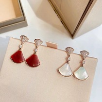 Korean 2021 new small skirt stud earrings fairy quality net red wild white shell fan-shaped skirt earrings