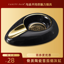 VANITY FAIR CIGAR ASHTRAY BONE CERAMIC LARGE ASHTRAY LIVING ROOM CLUB CIGAR CUP