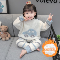 Girls nightgown flannel autumn winter thickening girl baby winter plus coral velvet childrens coral home clothing