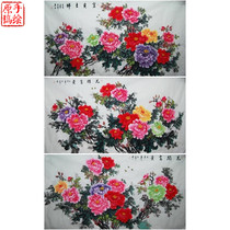Special pure hand-painted six-foot Chinese painting flowers and birds blossom rich peony calligraphy painting living room office decoration feng shui Chinese painting