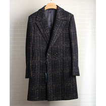 Wits Family Special Cabinet Mens Big Coat Dark Blue Wool Coat Mens Medium Long Style Coat Mens Autumn Winter