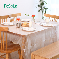 FaSoLa disposable tablecloth home restaurant plastic tablecloth film transparent round table waterproof oil proof tablecloth