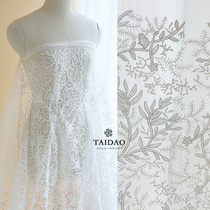 Wedding dress fabric shiny silver wire sequin mesh yarn lace M23 embroidery car strand flower lace fabric