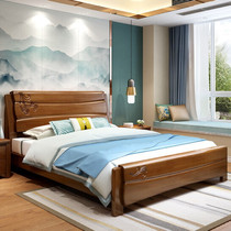 Solid wood bed 1 8 m modern Chinese minimalist Twin Beds 1 5m1 2 m Master Subbed Oak Bed Economy