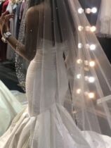 High-end nail beaded soft yarn Korean style bride wedding long tug pearl head yarn single layer wedding ceremony with long head yarn