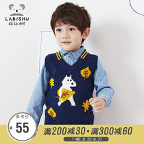  Rabi Tree childrens clothing Boys vest knitted autumn 2021 male baby waistcoat baby Western sweater vest
