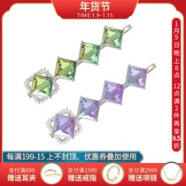 OOPS JEWELRY original designer tourmaline color color zircon hairclip one side clip female Net red tide