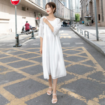 Fa-style temperament extremely minimalist white snowspun hymn dress woman 2022 spring and summer new goddess Conspicu Slim Design Sensational Dress