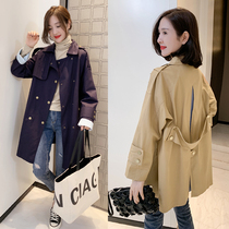 European station 2021 new spring and autumn European womens clothing Western style middle and long Korean version of the jacket tide casual explosion windbreaker women