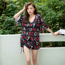 Step up the code swimsuit women fat mm Belly Belly conservative Slim Loose split Three Bubble Hot Springs South Korea Fashion Swimsuit