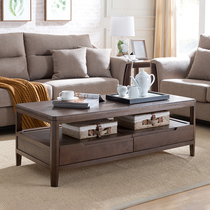 Umwood furniture full solid wood coffee table oak coffee table 1 3 meters coffee table 1 meter four smoke tea table Nordic simple furniture