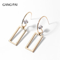 925 Silver Needle Square Earrings Woman South Korea Long Style Superior Sense Ear Nail Net Red Little Crowdgate Ear Ornaments