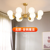 All copper Nordic light luxury lamps living room chandelier modern simple bedroom home restaurant lighting magic bean molecular lamps