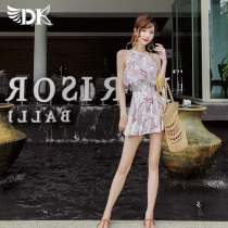 dk new light elegant frescoed swimsuit one-piece flower dress Skirt Belly Slim Fit Corner Swimsuit Conservative Lady