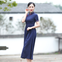 Junja Lian Dress Skirt Woman Summer Improvement Qipao New Summer Short Sleeve Cashew With Slim Temperament Retro Chinese Style Dress