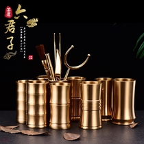 Pure copper tea ceremony tea set six gentlemen set tea clip needle spoon kung fu tea tea set accessories copper tea tools