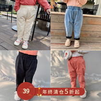 Childrens clothing 2020 New thick jeans childrens winter trousers Girls Fashion pants baby winter plus Velvet