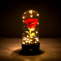  Imported little prince eternal life flower colorful rose fresh-keeping glass cover music box gift for girlfriend Tanabata Valentines Day
