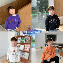 Yuanyuan family childrens clothing boy clothes spring and autumn Korean version of tide childrens baby shirt pullover cartoon foreign gas