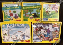 German HABA board game 7146 polar bear fishing 4278 ten in one Crow Orchard firefighters go shopping hamster