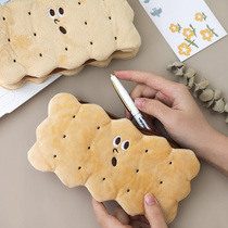 February set biscuit plush pencil bag Japanese ins cute large capacity creative Net red stationery box soft girl version 2021 new popular salt Primary School students niche Korean version hairy high face value