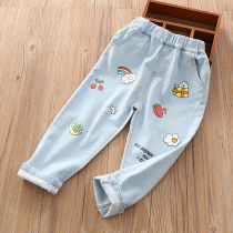 Girls jeans spring and autumn thin womens loose straight tube 2021 spring foreign atmosphere Korean version of the big boy Joker trousers