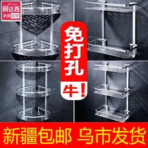 Xinjiang department store bathroom shelf tripod toilet non-perforated wall wall-mounted space aluminum storage frame