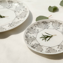 ES) Small Crowdsong Squirrel Illustrator Hand-painted Dinner Plate Method Vinoquer Ceramic Western Dining Plate Steak Pan Bone China Porcelain Dish